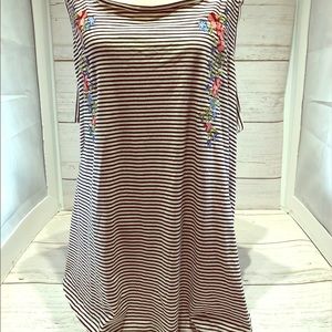 WOMAN WITHIN Striped w Flowers Tank 30/32 3X  NWT!